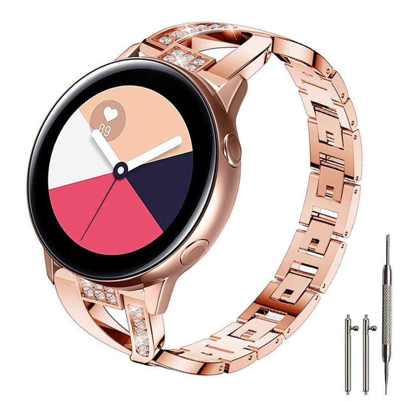 [Australia - AusPower] - Sankel Compatible for Samsung Galaxy Watch Active 2 40mm/44mm Bands,Women Metal Replacement Chain Bling Bracelet Strap Wristband for Galaxy Watch Active 40mm/Galaxy Watch 42mm/Gear Sport (Rose Gold) Rose Gold 