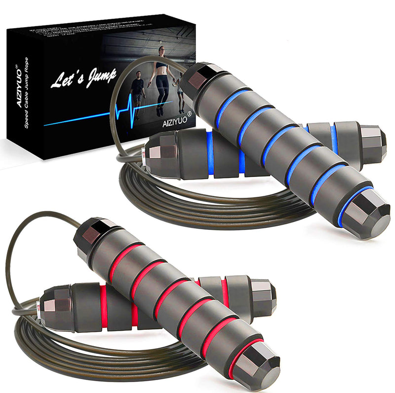[Australia - AusPower] - Jump Rope, Ball Bearings Tangle-Free Rapid Speed Cable Skipping Rope, Adjustable Jumping Ropes for Men, Women and Kids - 2 Pack 