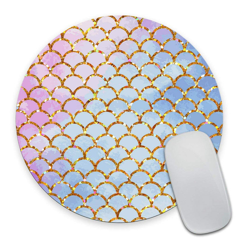 [Australia - AusPower] - Smooffly Mermaid Scales Mousepad Round Mouse Pad Mermaid Mousepads Desk Accessory Cute Circular Mouse Pads Size 7.9 x 7.9 x 0.12 Inch Gmr46 