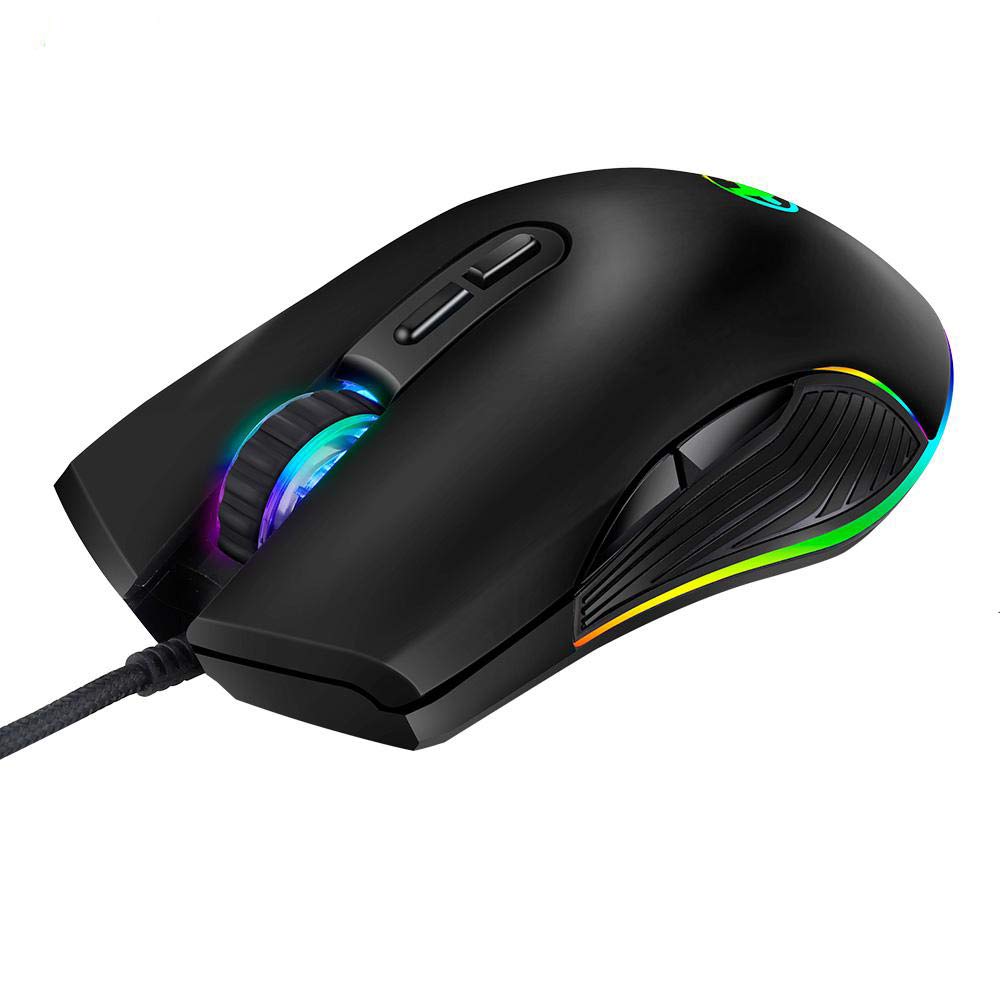 [Australia - AusPower] - Ergonomic Gaming Mouse with 4 Backlight Modes up to 3200 DPI，RGB Wired USB Mouse with 7 Buttons for Laptop PC Computer Games & Work (USB Port) USB Port 