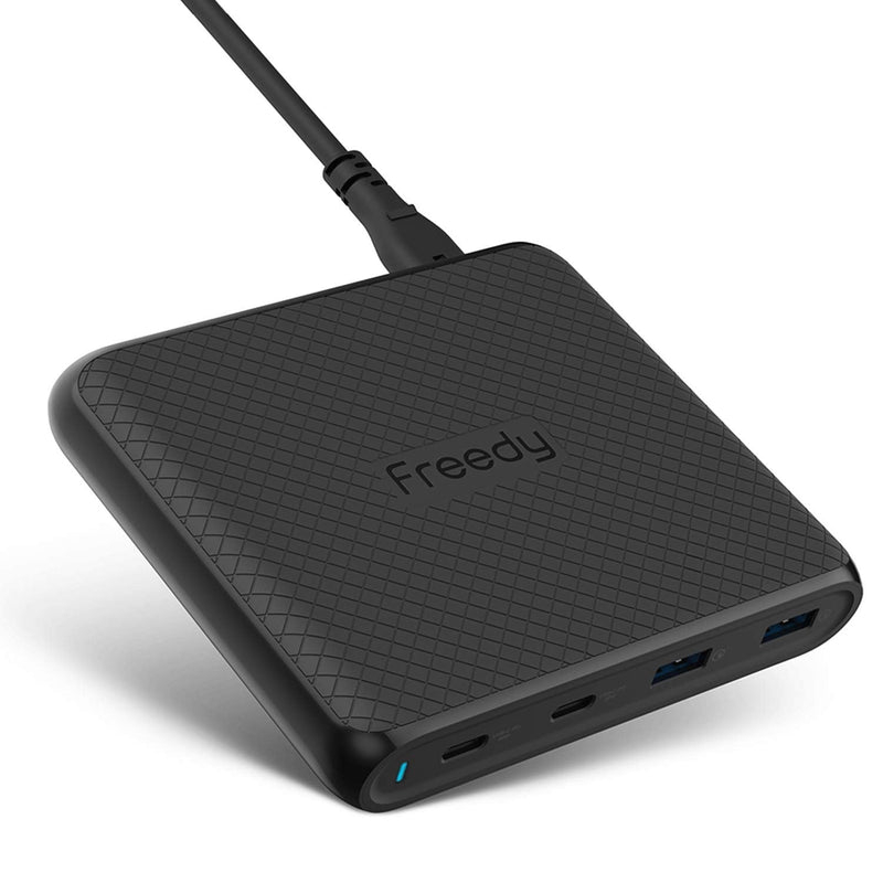 [Australia - AusPower] - Freedy 90W USB-C Travel Charger Power Station Fast Charging Adapter [2 USB-C PD & 2 QC 3.0] [USB-IF Certified] - Compatible w MacBook, iPad Pro, iPhone Xs/Xs Max/Xr and More (Black) black 