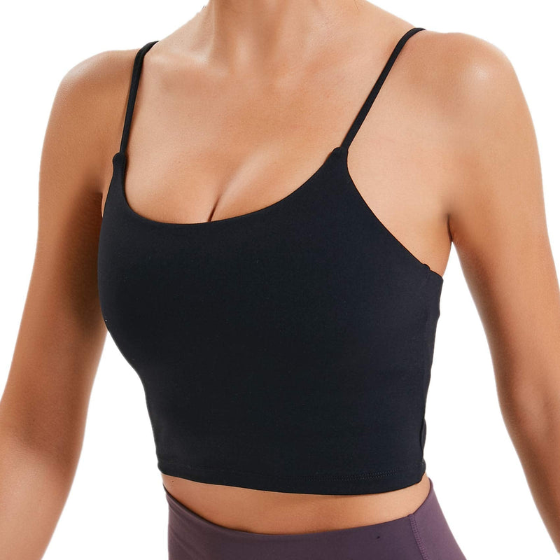 [Australia - AusPower] - Lemedy Women Padded Sports Bra Fitness Workout Running Shirts Yoga Tank Top Small Black 