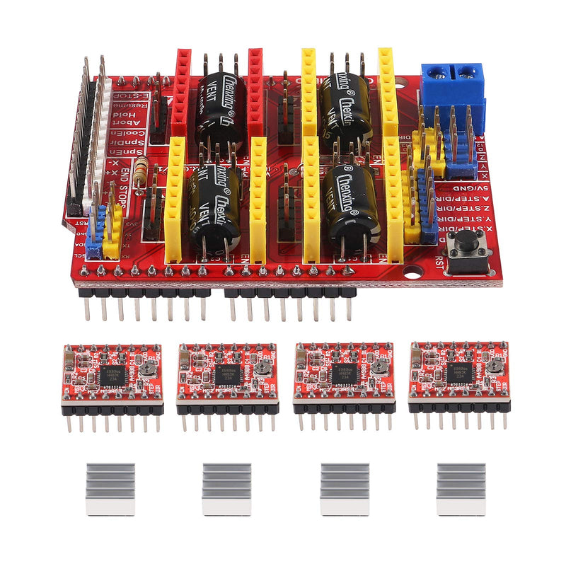 [Australia - AusPower] - ACEIRMC 3D Printer CNC Shield V3 Engraver Expansion Board with 4X A4988 Driver Module and 4 x Radiator 