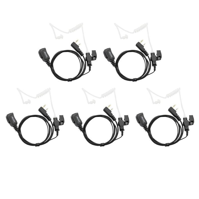 [Australia - AusPower] - Karier 2 Pin Earpiece Headset with PTT Mic and Transparent Acoustic Tube for Kenwood Nexedge Hytera Puxing Wouxun Radio UV-82 UV-5R BF-F9 BF-888S TK260 TH-215 H-777 RT21 GT-3TP (5 Pack) 
