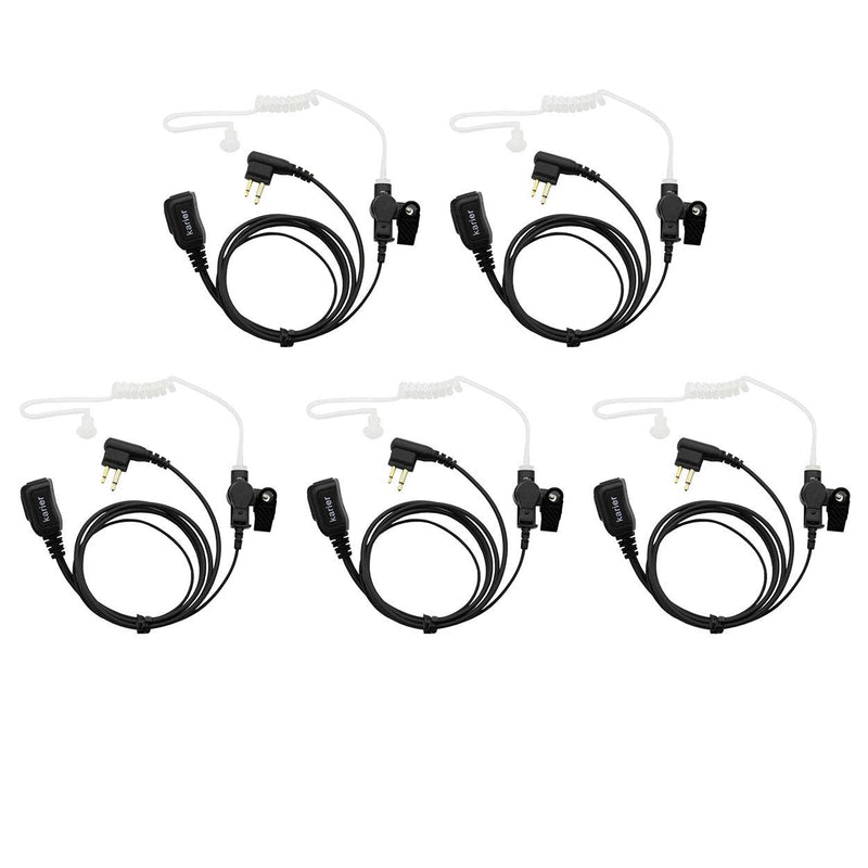 [Australia - AusPower] - Karier 2 Pin Walkie Talkie Headset Earpiece with PTT Mic and Transparent Acoustic Tube for Motorola CLS1410 CLS1100 CP200 GP3188 Two-Way Radios (5 Pack) 