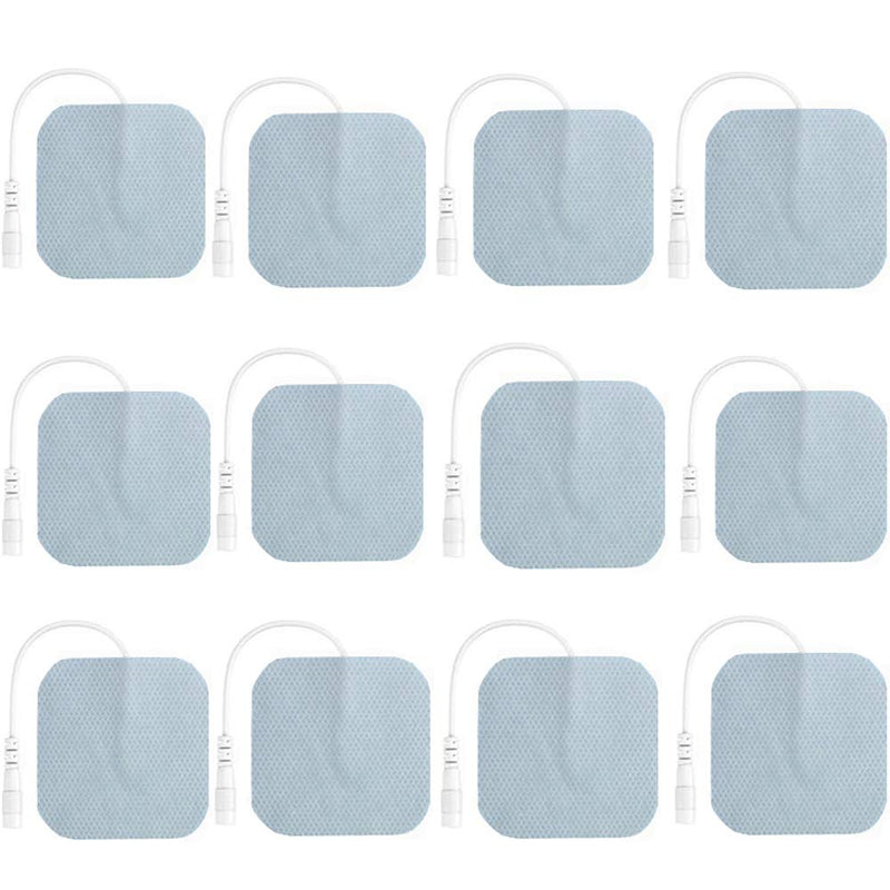 [Australia - AusPower] - TENS Unit Pads 12 Pack Wired Self-Adhesive Electrodes Premium Replacement Pads for TENS Units - 2x2 Inches (2x2-12 Pack) 2x2 - 12 Pack 