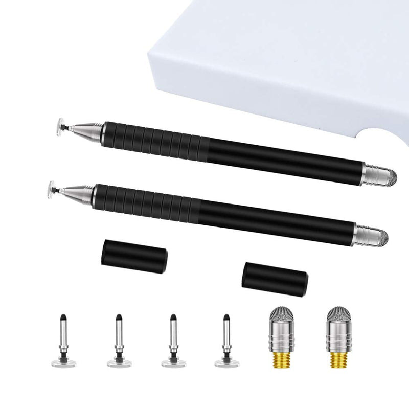 [Australia - AusPower] - MoKo Universal Stylus Pen, (2 Pack) 2 in 1 Precision Pen with 4 Replaceable Fine Point Discs + 2 Fiber Tips Compatible Apple iPad Mini/Air/Pro/iPhone/Samsung/Tablet, All Capacitive Touch Screen Device 