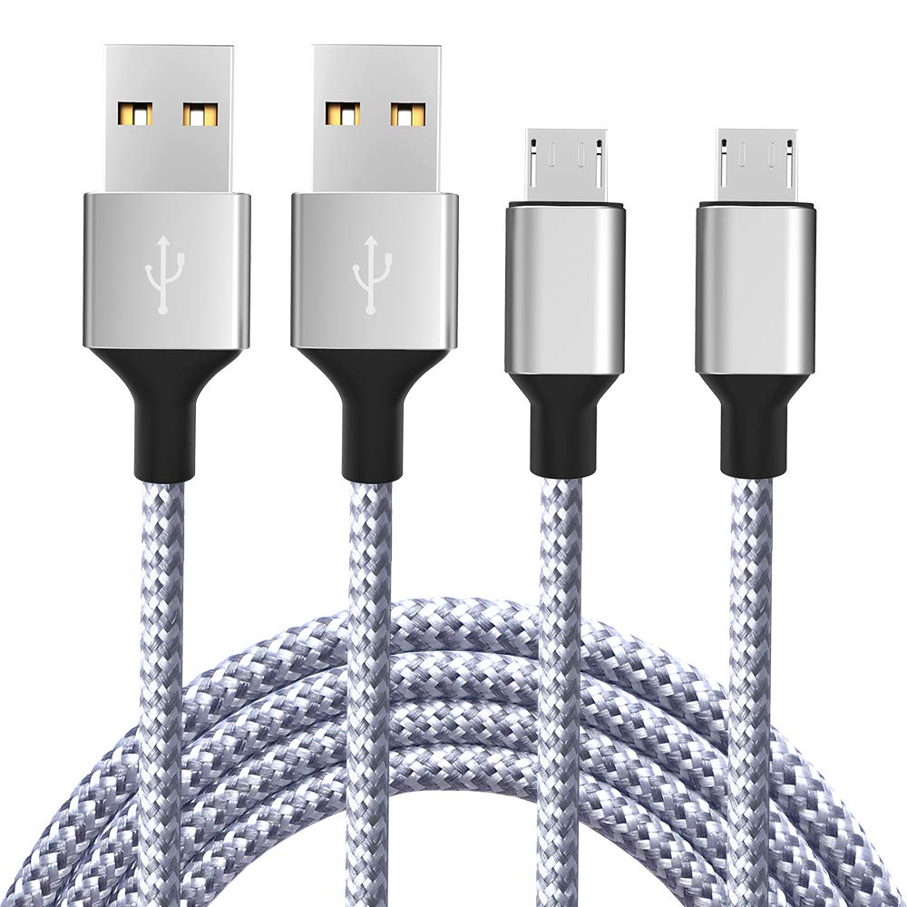 [Australia - AusPower] - Micro USB Cable, KerrKim 2 Pack 6 FeeT Extra Long Nylon Braided Data Sync Transfer Cord Durable Android Charger Compatible with Samsung Galaxy S7 Edge S6 S5 Note 5 4 LG G4 Stylo 3 PS4 Camera Xbox 