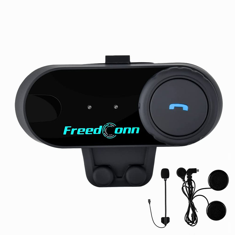 [Australia - AusPower] - Motorcycle Communication System Bluetooth 5.0 FreedConn T-COMVB Helmet Bluetooth Headset for Motorbike Skiing 2~3 Riders Pairing/ 800M Range/Music Sharing/ 1 Pack Changeable Hard & Soft Mic 1 Pack - BT 5.0 Version 