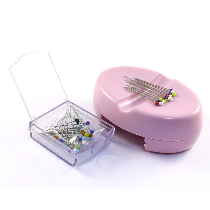 [Australia - AusPower] - Magnetic Pin Caddy Sewing Tools ，Magnetic Sewing Pincushion with 25 Plastic Head Pins (Pink) Pink 