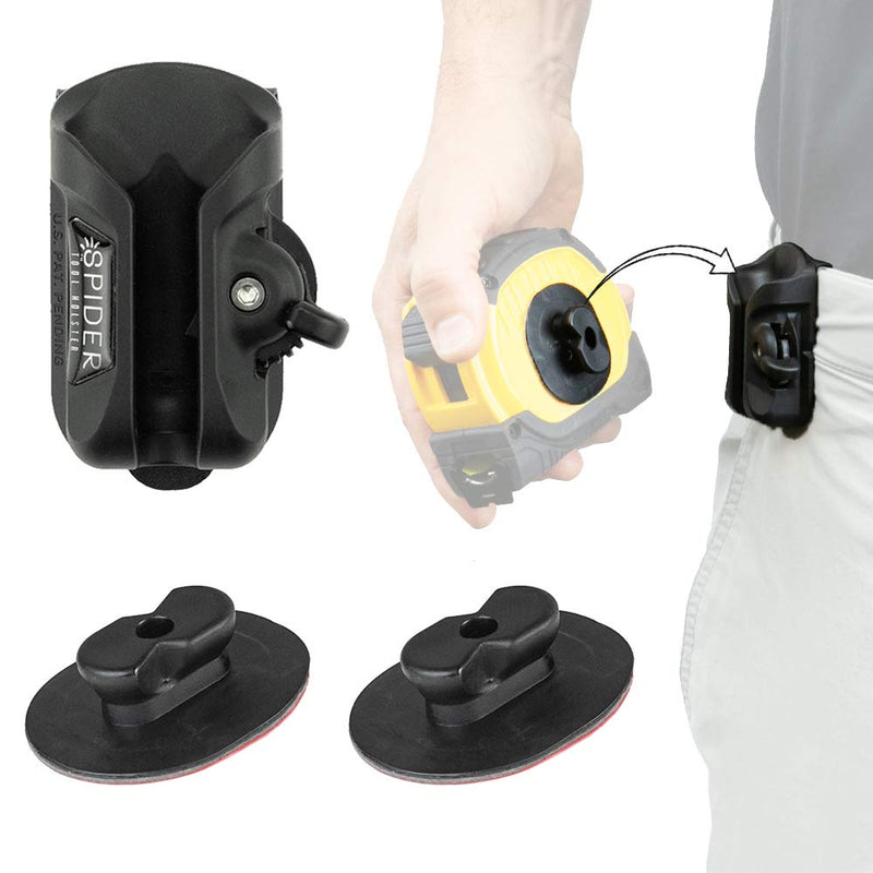 [Australia - AusPower] - Spider Tool Holster - Tape Measure Belt Holster Set - Self Locking, Quick Draw Access to Your Tape Measure, bit Box, and Other Flat surfaced Tools! 