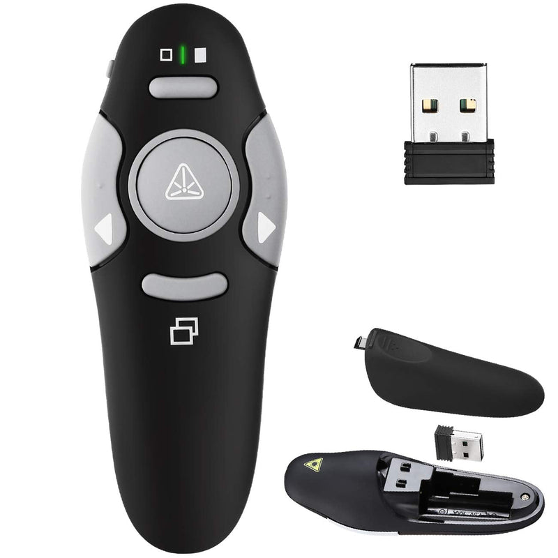 [Australia - AusPower] - Presentation Clicker Remote Laser Pointer - Wireless USB Presenter - Slideshow PowerPoint Clicker - Compatible with Win10︱MAC - Support PPT︱Keynote︱Google Slides (K100B) K100B 