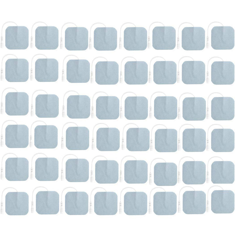 [Australia - AusPower] - TENS Unit Pads 48 Pack Wired Self-Adhesive Electrodes Premium Replacement Pads for TENS Units - 2x2 Inches (2x2-48 Pack) 2x2 Inch (Pack of 48) 