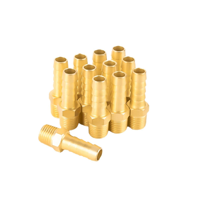 [Australia - AusPower] - SUNGATOR 12-Pack Air Hose Fittings, 1/4" NPT to 3/8" Barb, Hose Barb Adapter, Brass Pipe Fittings Male Threaded End 3/8" Hose x 1/4" NPT Male 