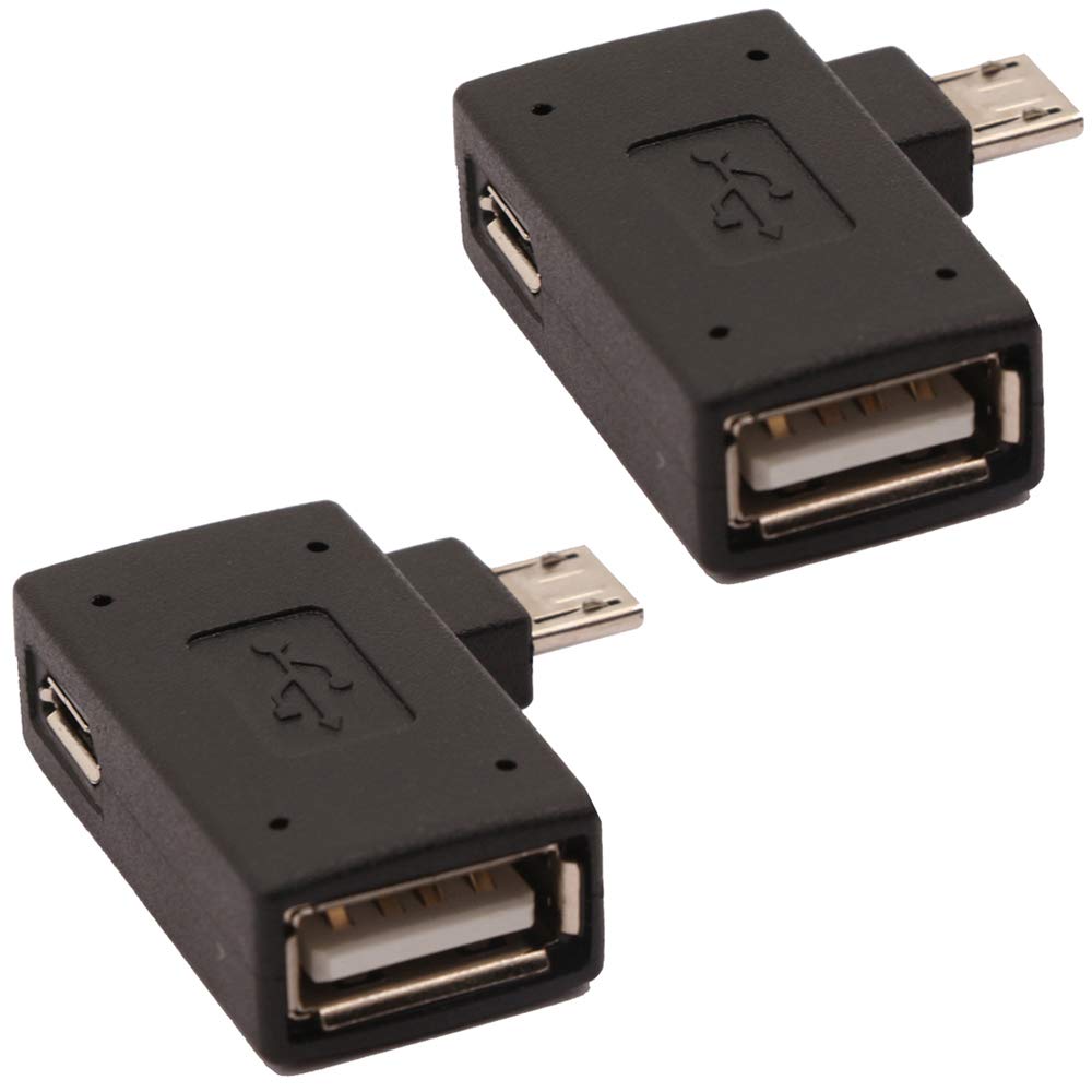 [Australia - AusPower] - AuviPal 2-in-1 Powered Micro USB to USB OTG Adapter 90 Degree Right Angled for FireStick, S/NES Classic Mini, Sega Genesis and More - 2 Pack 