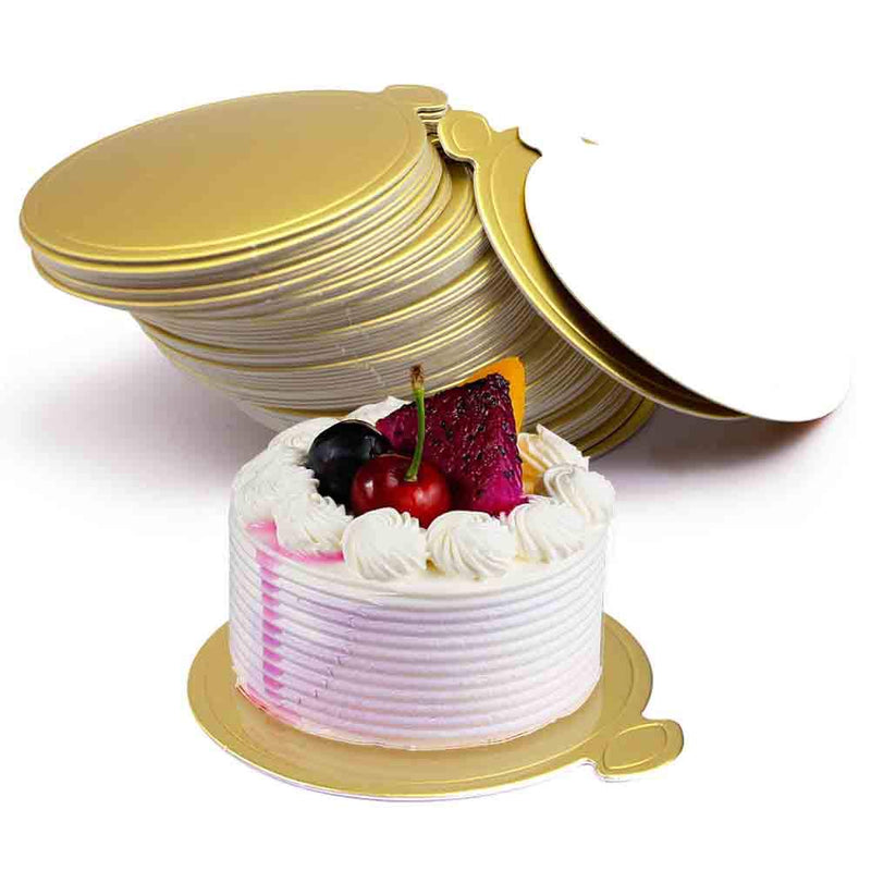 [Australia - AusPower] - HANSGO Mini Round Golden Cardboard Cake Base, Mousse Cake Boards100PCS Cake Paper Plates Circle Cardboard Base Dessert Board Base Grease Round Cake Base 