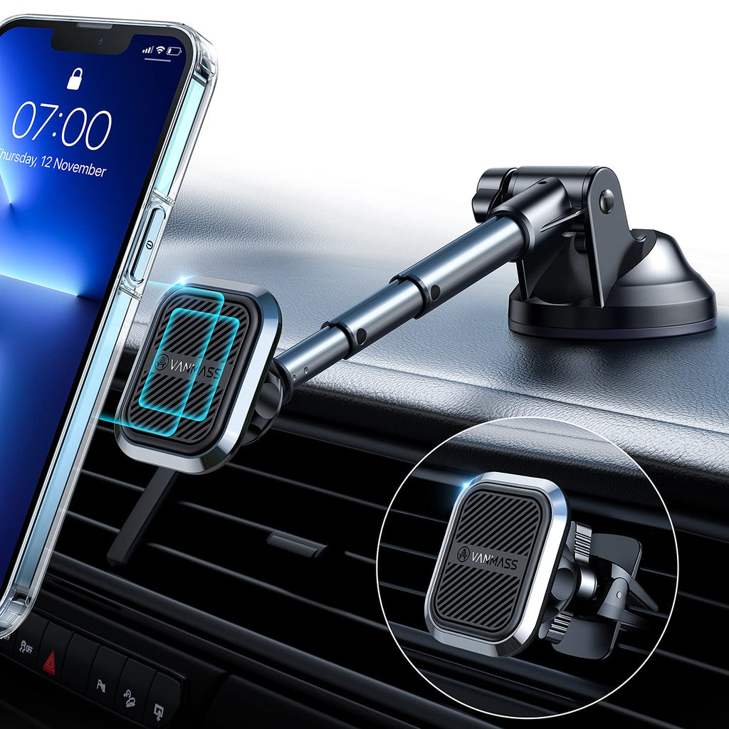 [Australia - AusPower] - VANMASS Magnetic Phone Car Mount, [6X Super Strong Magnets] Suction Cup Phone Holder for Car [Industry-Leading] Universal Magnetic Car Mount, Enhanced Gel Suction Cup Car Mount for All Phones 