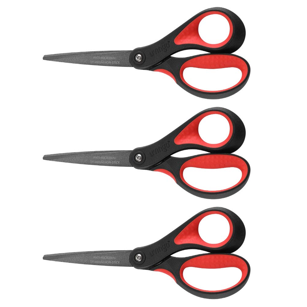 [Australia - AusPower] - LIVINGO 8" Premium Scissors for Office, Multipurpose Titanium Non-Stick Craft Scissors for DIY, Sharp Stainless Steel Blades Comfort Grip, 3 Pack 