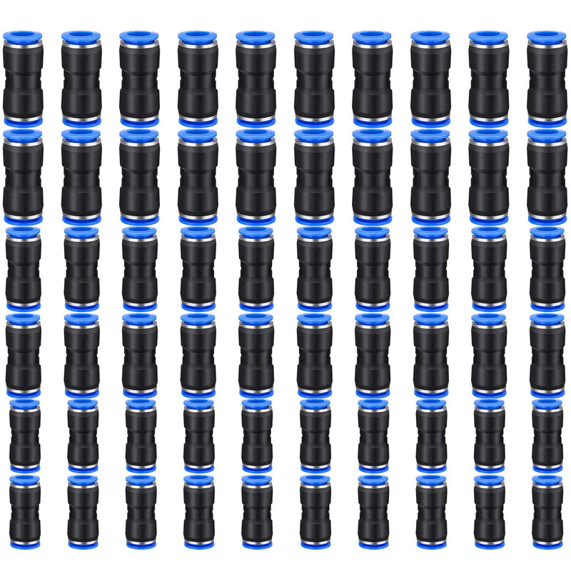 [Australia - AusPower] - 60 Pieces Straight Push Connectors, 6/8/10 mm Quick Release Pneumatic Connectors Air Line Fittings for 1/4 5/16 3/8 Tube, 2 Way (Blue) Blue 