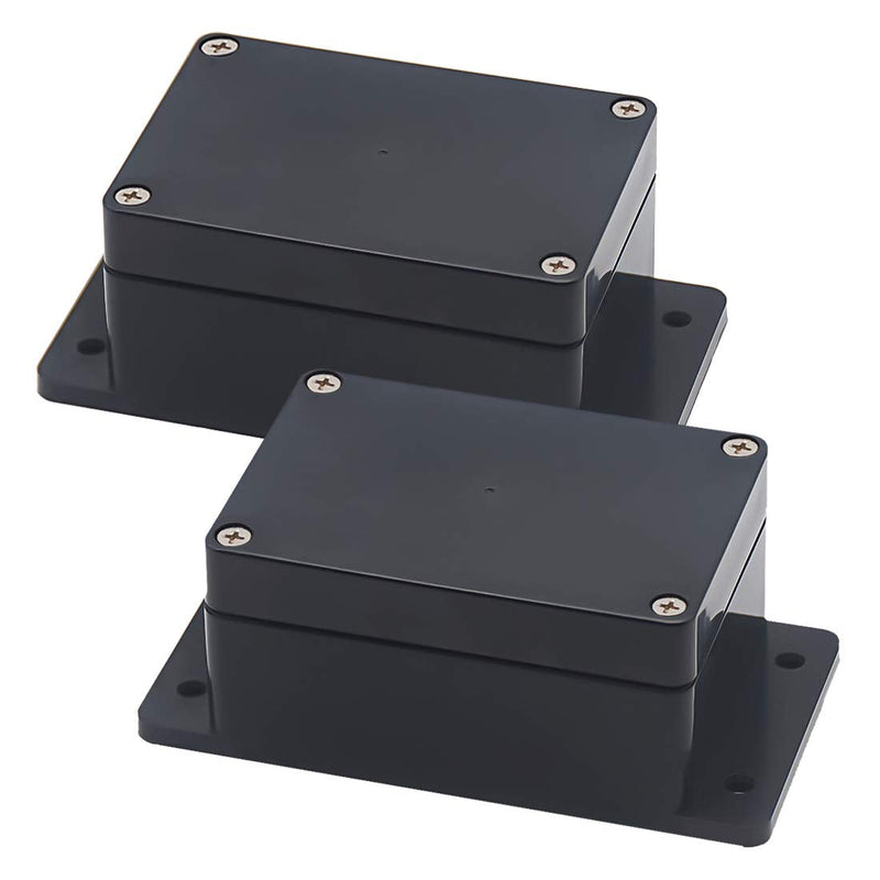 [Australia - AusPower] - Zulkit Junction Box ABS Plastic Dustproof Waterproof IP65 Universal Electrical Boxes Project Enclosure with Fixed Ear Black 3.94 x 2.68 x 1.97 inch (100 x 68 x 50 mm)(Pack of 2) 3.94" x 2.68" x 1.97"(Pack of 2) 