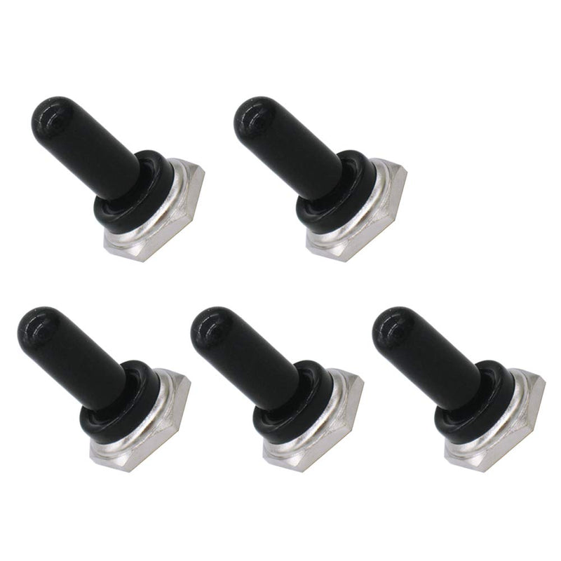 [Australia - AusPower] - mxuteuk 5pcs 12mm Toggle Switch Cover Rubber Knob Hat Waterproof Boot Cover Cap Black Ten-MZ-BK 