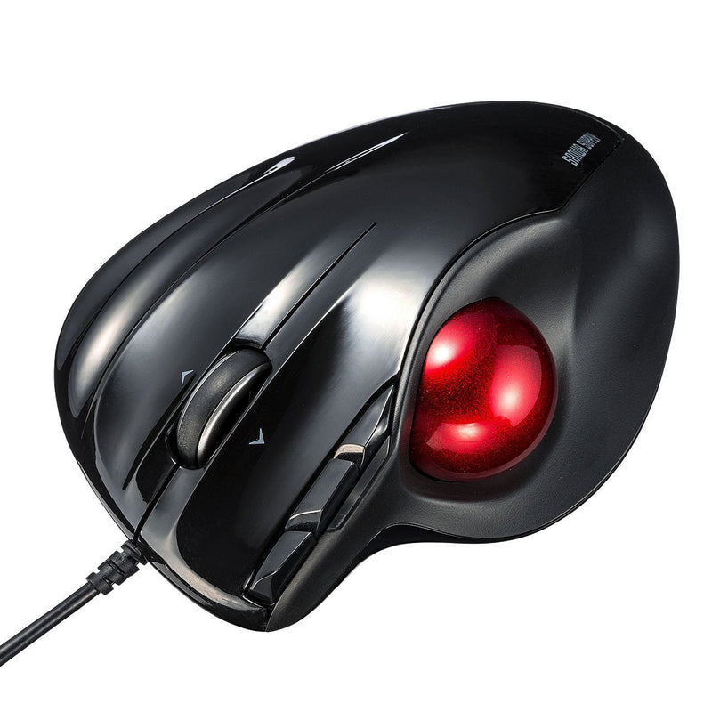 [Australia - AusPower] - SANWA Wired Ergonomic Trackball Mouse, Computer Rollerball Mice, Laser Sensor, 34mm Trackball, 400/800/1200/1600 Adjustable DPI, 5 Buttons, Compatible with MacBook, Laptop, Windows, macOS, Chrome OS 