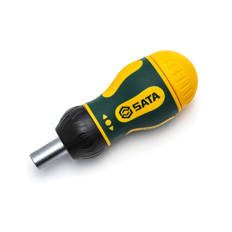 [Australia - AusPower] - SATA 6-Piece Stubby Ratcheting Screwdriver Set with Three Ratcheting Settings and a Green and Yellow Storage Handle - ST09348 6-piece set 