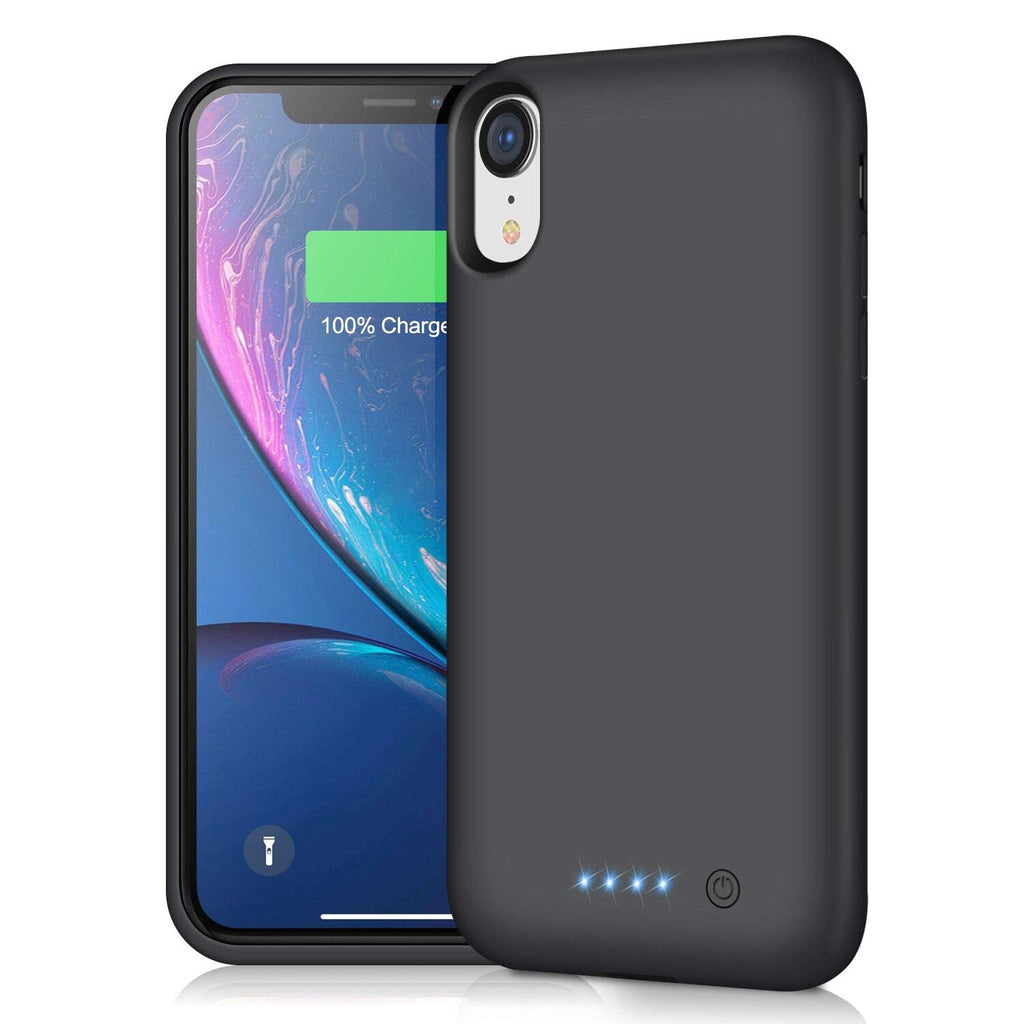 [Australia - AusPower] - Pxwaxpy Battery Case for iPhone XR, 6800mAh Portable Protective Charging Case for iPhone XR Extended Rechargeable Charger Case Battery Pack Compatible with Apple XR Power Bank Cover(6.1 inch), Black 
