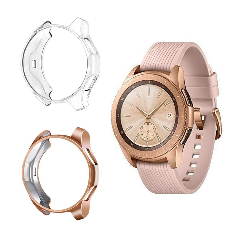 [Australia - AusPower] - Suoman Compatible with Samsung Galaxy Watch 42mm Case, Soft Plated TPU All-Around Protective Bumper Cover Case for Samsung Galaxy Watch 42mm Smartwatch, 2-Pack Rose Gold, Clear 