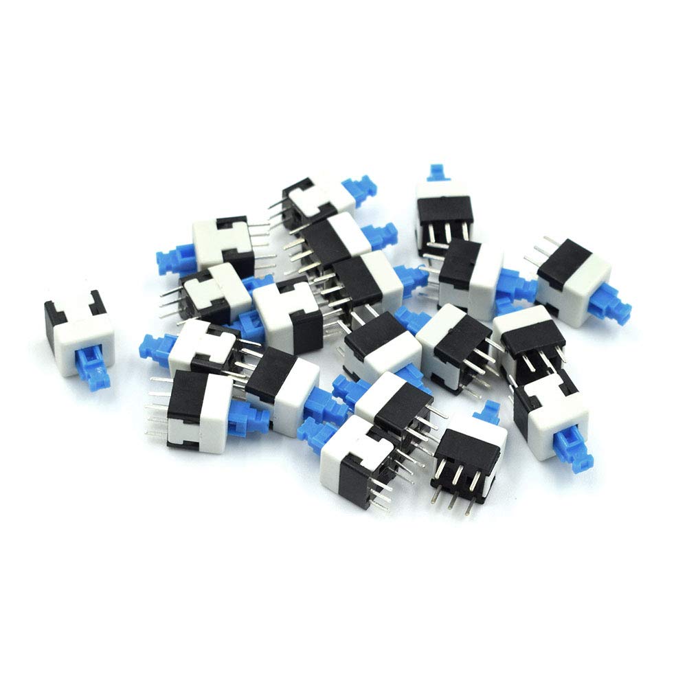 [Australia - AusPower] - Hxchen 6Pin Two Row Through Hole Mount DPDT Self-Locking Mounting Tact Tactile Power Micro Push Button Switches 8 x 8 mm - (20 Pcs) 8 x 8mm 