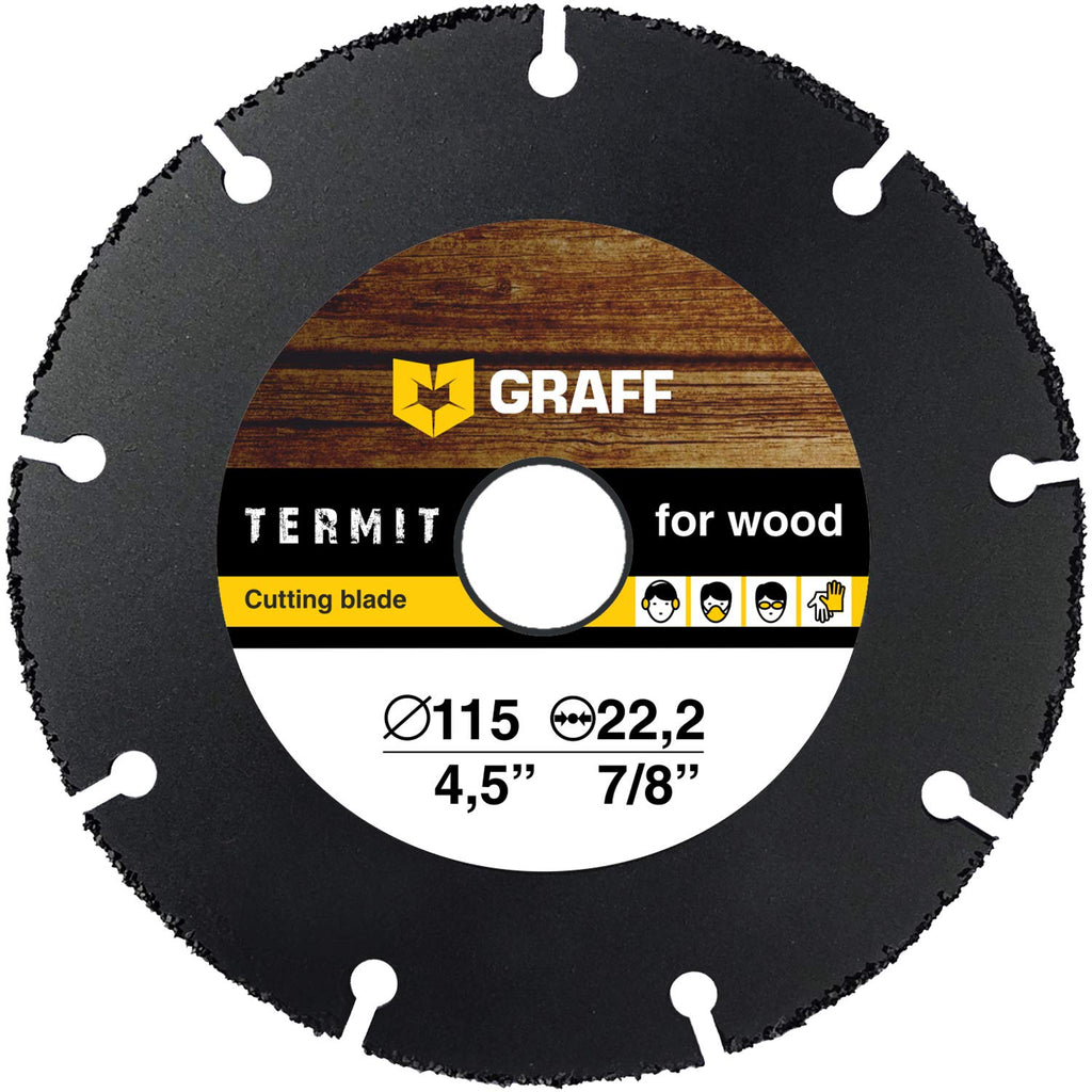 [Australia - AusPower] - GRAFF Termit 4 1/2 Inch Cut Off Wheel for Wood, Laminate, Plastic - Angle Grinder Wood Cutting Disc 4.5 Inch - Tungsten Carbide - 115 mm 4.5 Inch (115 mm) 