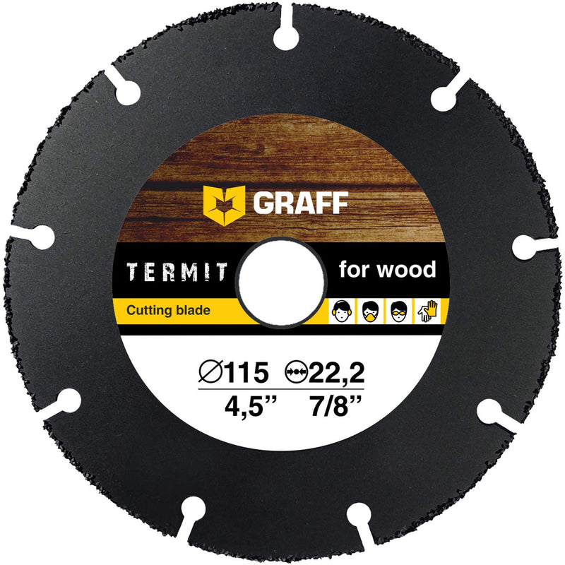 [Australia - AusPower] - GRAFF Termit 4 1/2 Inch Cut Off Wheel for Wood, Laminate, Plastic - Angle Grinder Wood Cutting Disc 4.5 Inch - Tungsten Carbide - 115 mm 4.5 Inch (115 mm) 