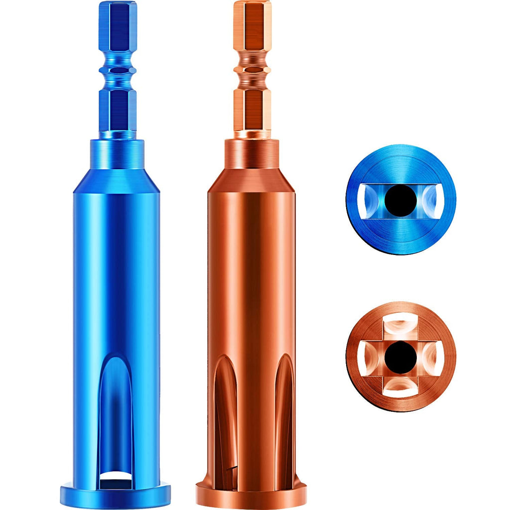 [Australia - AusPower] - Wire Twisting Tools, Electrical Wire Stripper and Twister, 4 Square 3 Way/ 5 Way Twister Wire for Power Drill Drivers and stripping wire cable (2, Blue and Orange) 