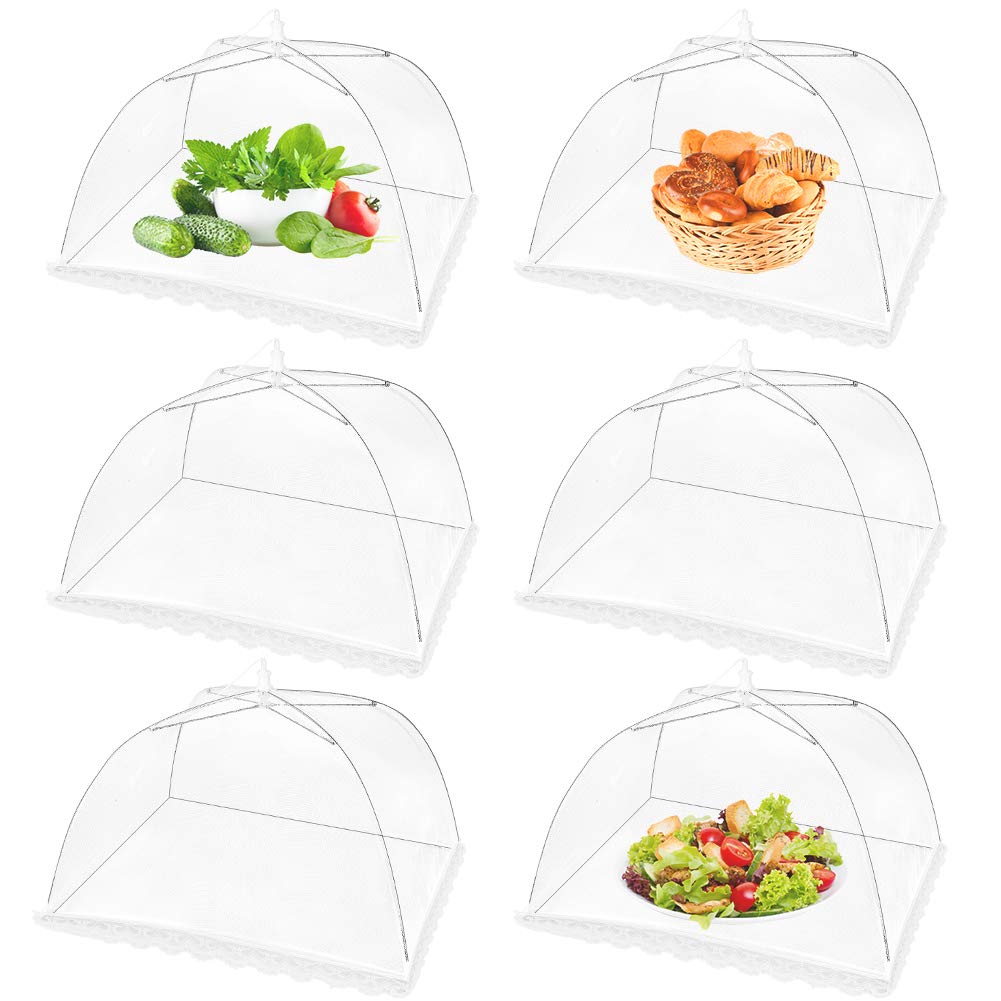 [Australia - AusPower] - (6 Pack) 17 Inch(L) x17 Inch(W) x8 Inch(H) Pop-Up Mesh Screen Food Cover Tent Umbrella for Outdoor Camping, Picnics, Parties, BBQ, Collapsible and Reusable Food Net Cover 