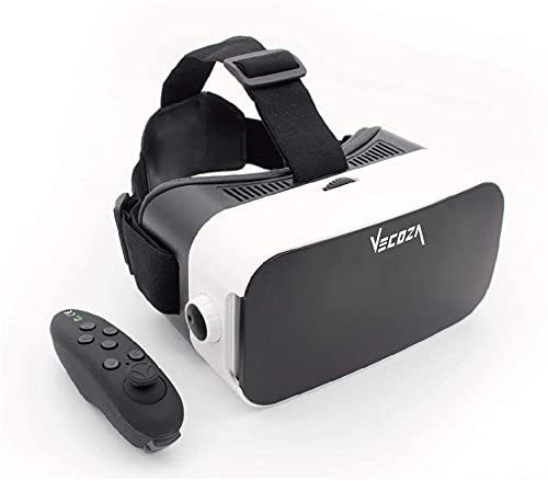 [Australia - AusPower] - VECOZA, Virtual Reality Headset ,3D VR Glasses for Mobile Games and Video & Movies,with Bluetooth Remote Controller,Compatible 3.5-6 inch iPhone/Android Phone,Including iPhone,Samsung, LC etc (White) White 