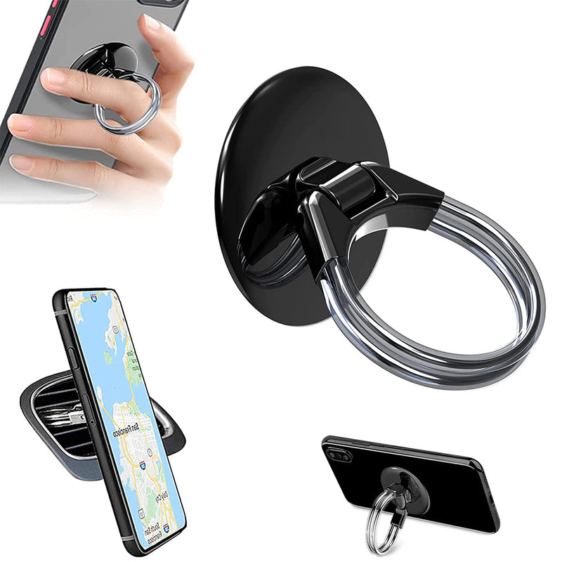 [Australia - AusPower] - RUNGLI Cell Phone Ring Holder, 3 in 1 Universal Phone Ring Stand Car Holder, Finger Grip Phone Holder for iPhone, Samsung Phone and Smartphones(Black) Black 