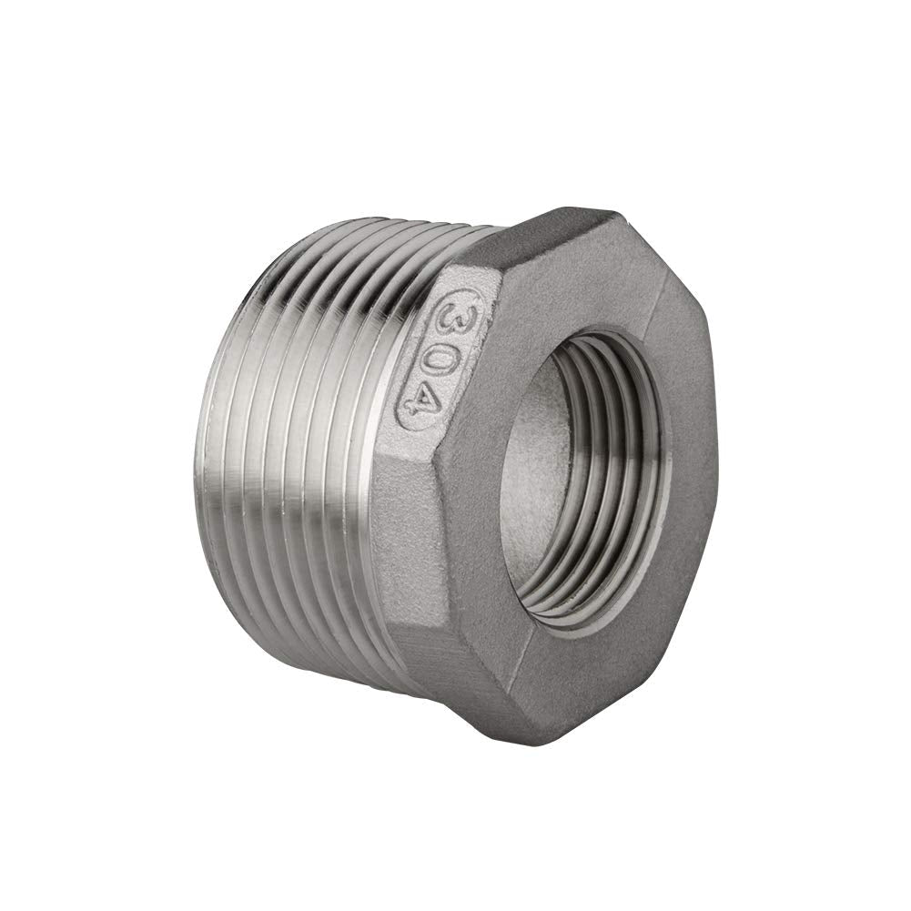 [Australia - AusPower] - Quickun Stainless Steel Reducing Hex Bushing, 1/2" Male NPT to 3/8" Female NPT, Reducer Bushing Pipe Hose Fitting 1/2" x 3/8" 