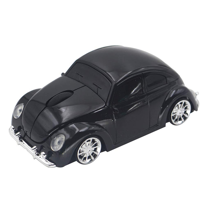 [Australia - AusPower] - ECOiNVA VW Beetle Wireless Sports Car Shape Mouse Mice Computer Laptop PC Optical Mouse 2.4GHz Nano USB AAA Battery Power Glossy Surface LED Light (Black) Black 