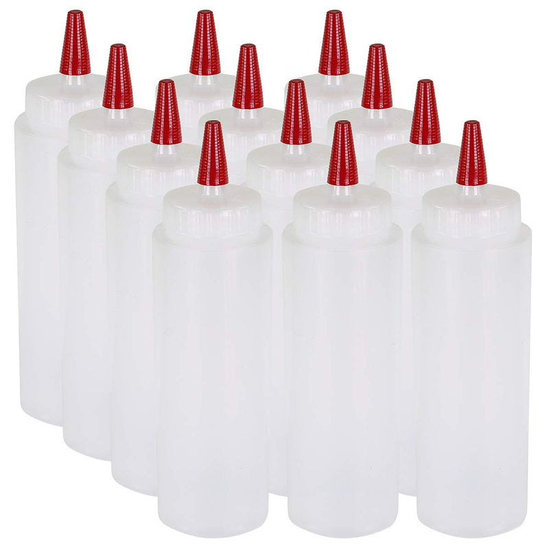 [Australia - AusPower] - Pinnacle Mercantile 12 Pack Condiment Squeeze Bottles 8-ounce Red Cap Soft Squeeze for Icing, Ketchup, Frosting, Cookie Decorating, Sauces 