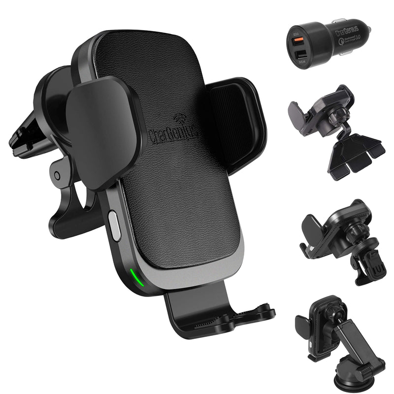 [Australia - AusPower] - CharGenius Wireless Car Charger Mount, 15W Qi Fast Charging Auto Clamping Phone Holder, Dash Windshield Air Vent CD Mount for iPhone 12/11/XS/XR/X/8, Samsung Galaxy S20 S10 S9+ S9 S8+, Android Phone 