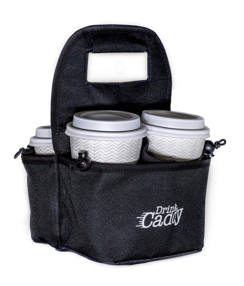 [Australia - AusPower] - Drink Caddy Portable Drink Carrier and Reusable Coffee Cup Holder - 4 Cup Collapsible Tote Bag with Organizer Pockets Safely Secures Hot and Cold Beverages - Perfect for Food Delivery and Take Out 