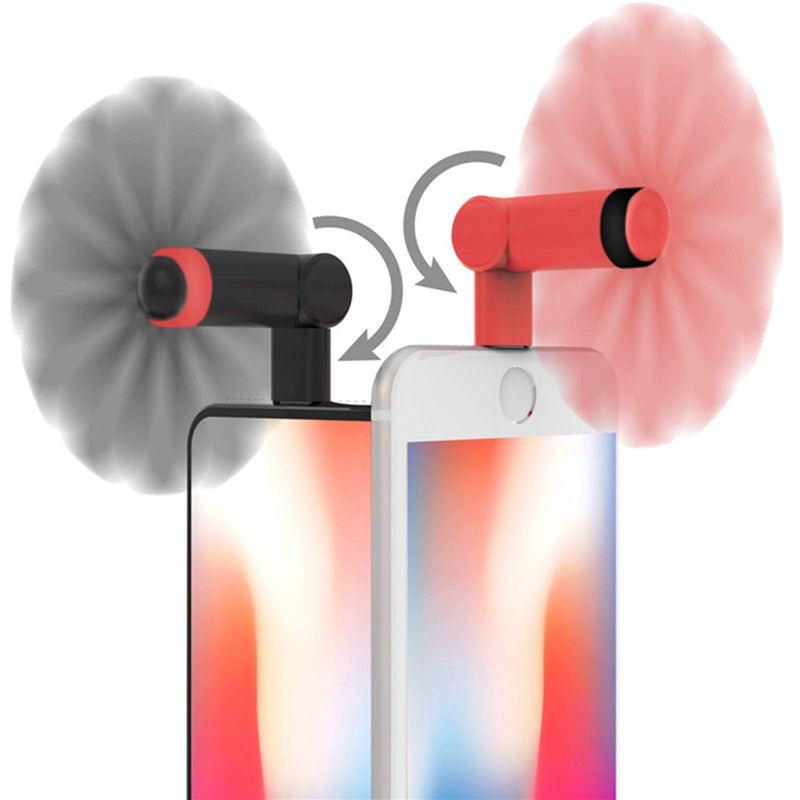 [Australia - AusPower] - Genuie Fan for iPhone(2 packs) , Mini Fan with 180 Rotating, Strong Wind, Lightweight Compatible for iPhone, iPad, iPod and Any Lighting Devices. Upgraded Version (Black and Rose Red) 