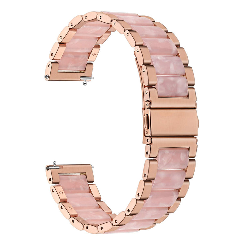 [Australia - AusPower] - TRUMiRR Watch Band for Fossil Women's Gen 6 42mm / Gen 4 Venture HR, 18mm Stainless Steel & Resin Watchband Feminine Strap for Fossil Women's Gen 5E 42mm / Charter HR / Ticwatch C2 Rose Gold Rose Gold+Pink 