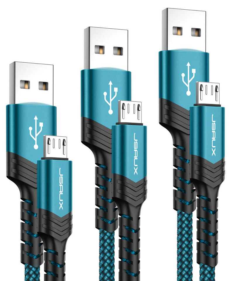 [Australia - AusPower] - Micro USB Charger Cable, JSAUX (3-Pack 3.3ft+6.6ft+10ft) Android Charger Micro USB to USB A Nylon Braided Cord Compatible with Samsung Galaxy S6 S7 Edge Note 5, Kindle and More-Green Green 