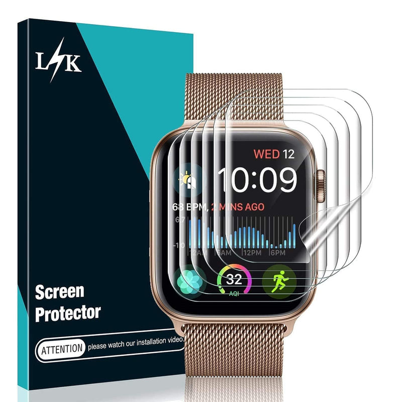 [Australia - AusPower] - LϟK 6 Pack Screen Protector Compatible for Apple Watch 44mm Series 6 5 4 SE / 42mm Series 3 2, Max Coverage, Bubble Free Flexible Soft TPU for iWatch 44mm 42mm 