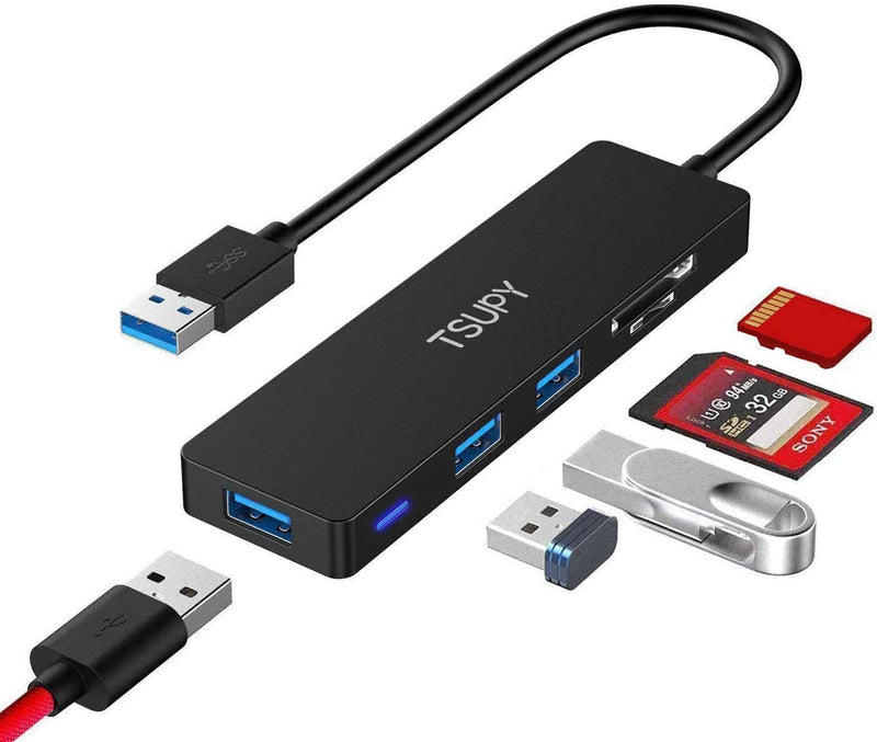 [Australia - AusPower] - USB 3.0 Hub TSUPY Multi USB HUB, 5 in 1 USB Data Hub with SD Micro SD Card Reader & 3 USB 3.0 Ports Compatible for PC, Laptops,MacBook,Printer,Surface Pro, USB Flash Drives and More 