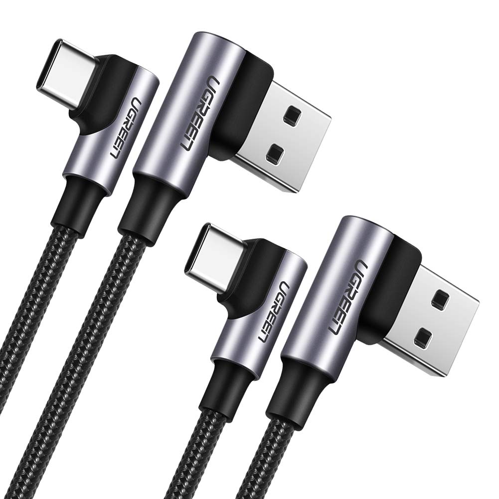 [Australia - AusPower] - UGREEN USB C Cable 2 Packs Type C Cable 18W Fast Charging USB A to USB C Cable Right Angle for iPad Pro 2021 Samsung S21 S20 Note20 S10 S9 Google Pixel PS5 GoPro Hero 8 LG G8 V50 V20 Nintendo 6ft 