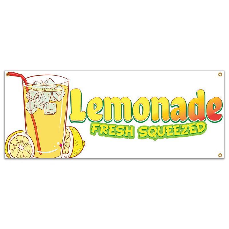[Australia - AusPower] - SignMission Lemonade Fresh Squeezed 48" Banner Concession Stand Food Truck Single Sided, Size: 18" X 48" 