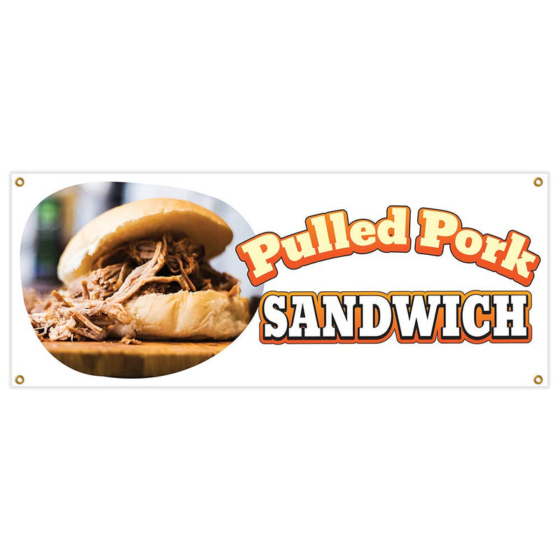 [Australia - AusPower] - Pulled Pork Sandwich Banner 18" x 48" Heavy Duty 13 oz Vinyl Banners with Grommets Single Sided 