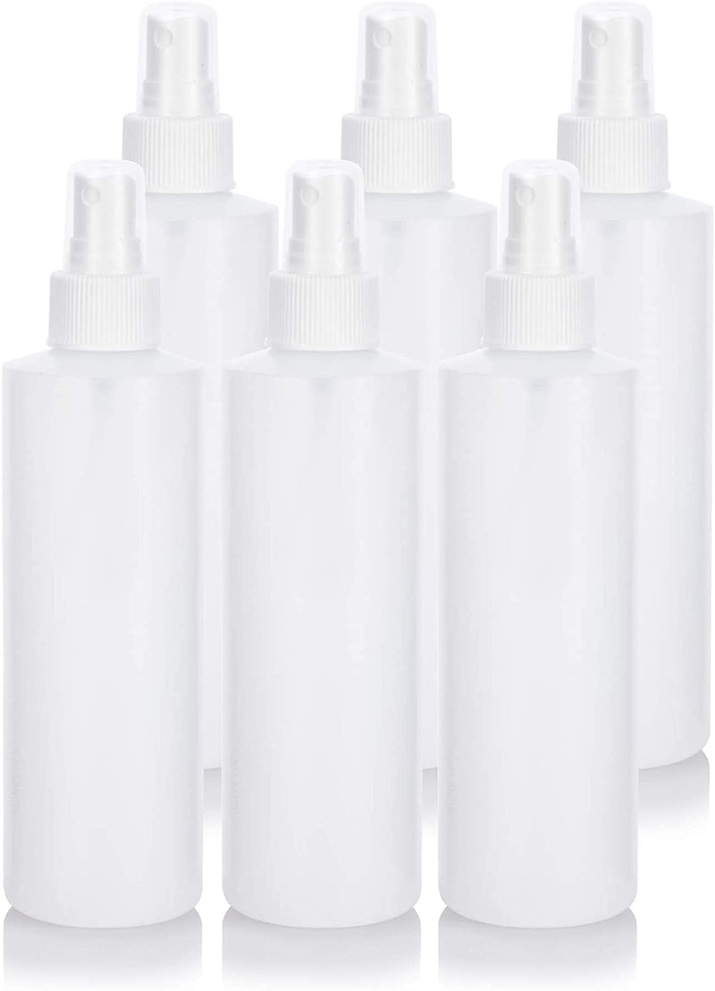 [Australia - AusPower] - 8 oz Clear Natural Refillable Plastic Squeeze Bottle (6 Pack) (White Fine Mist Sprayer) White Fine Mist Sprayer 